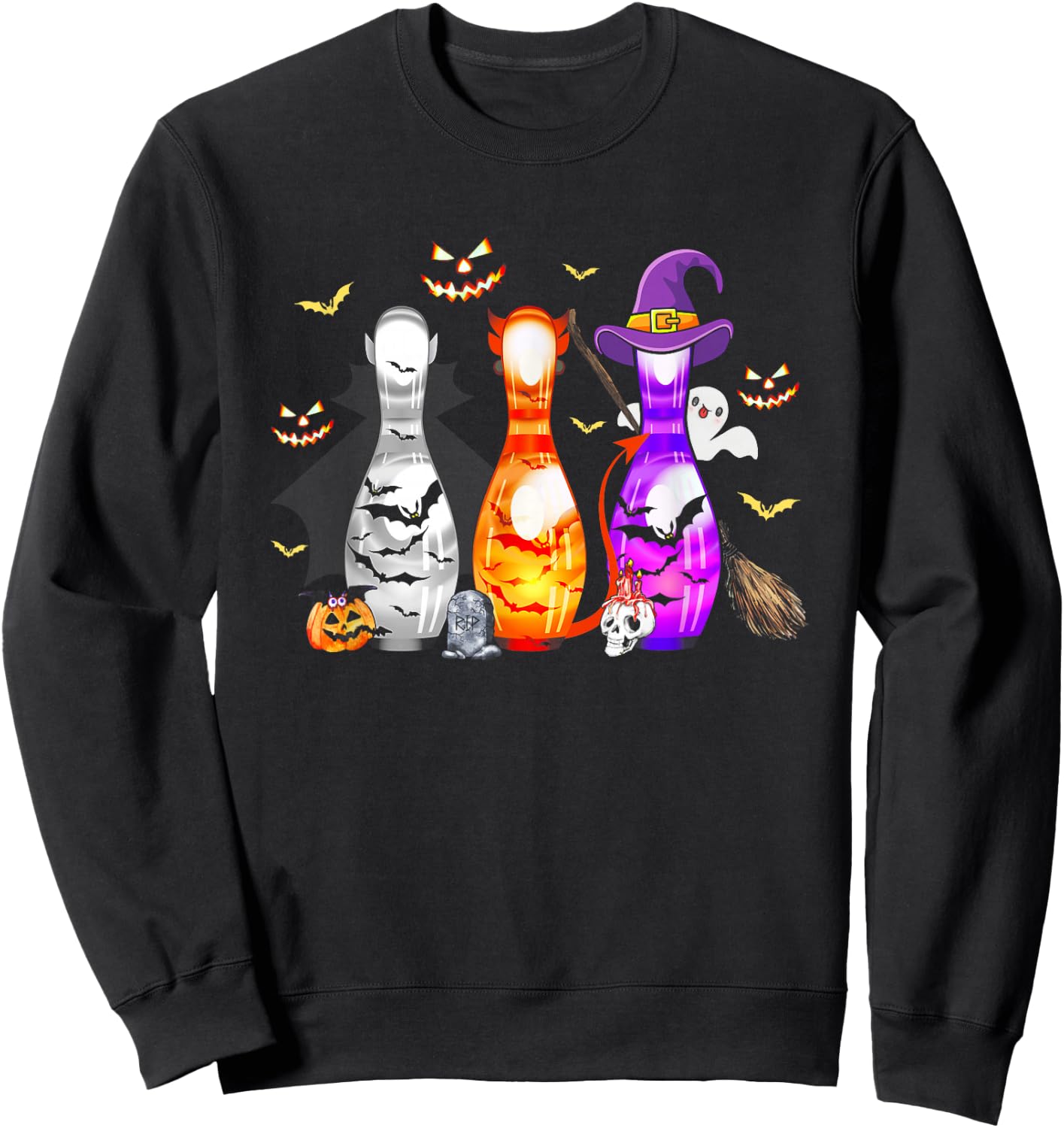 Cute Bowling Pin Halloween Spooky Costume Sweatshirt - Sweatshirt | Black