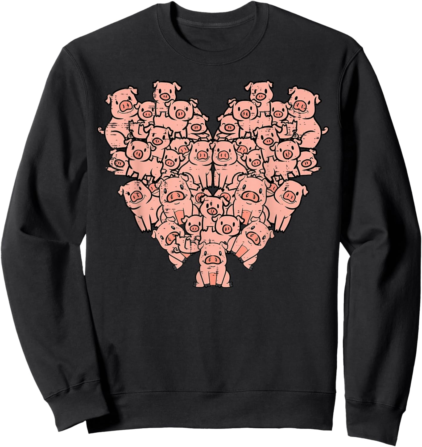 Pigs Heart Shape Cute Love Hog Swine Girls Kids Women Men Sweatshirt - Sweatshirt | Black