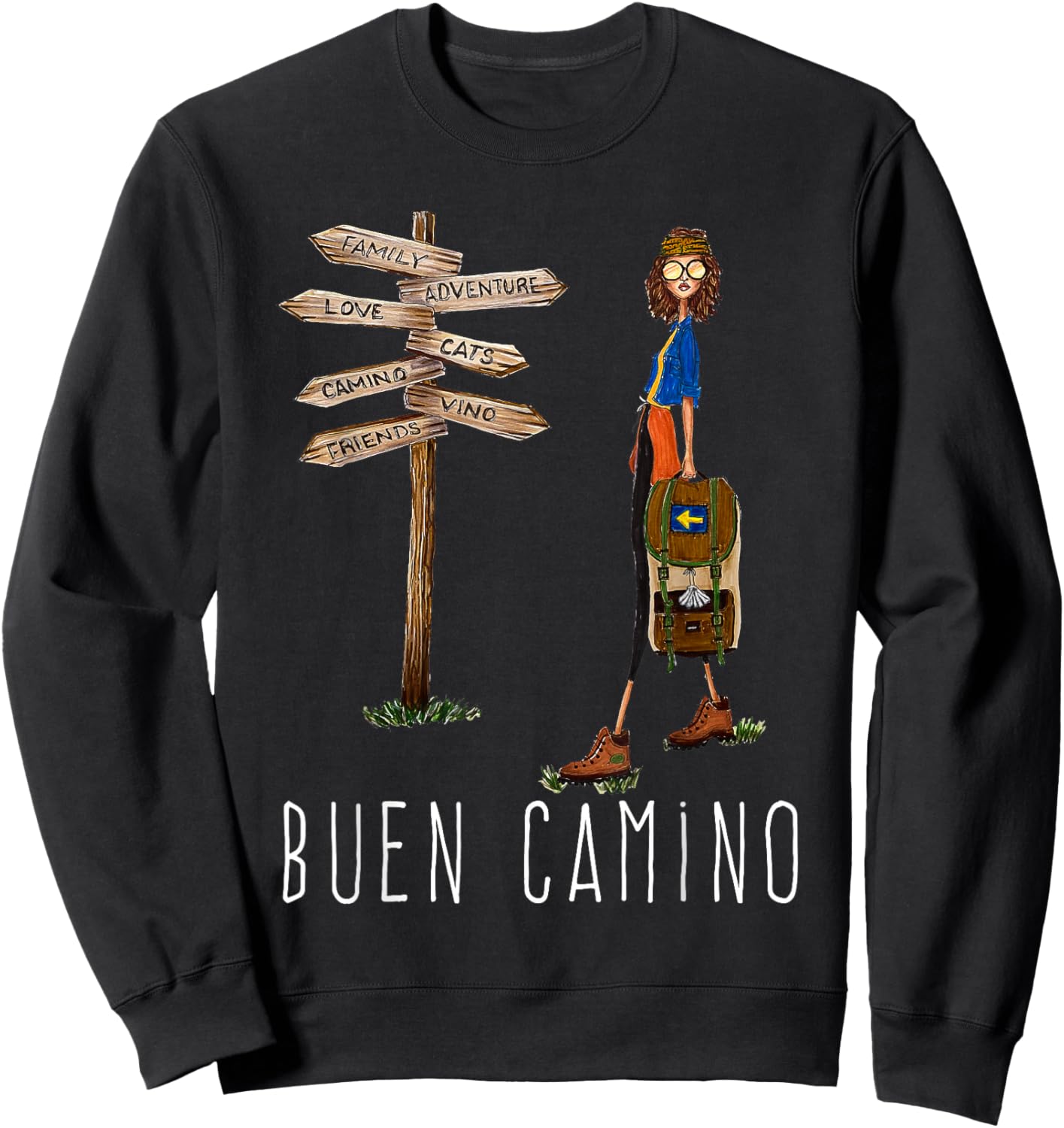 Buen Camino de Santiago Pilgrim Hiking Way of St. James Gift Sweatshirt - Sweatshirt | Black