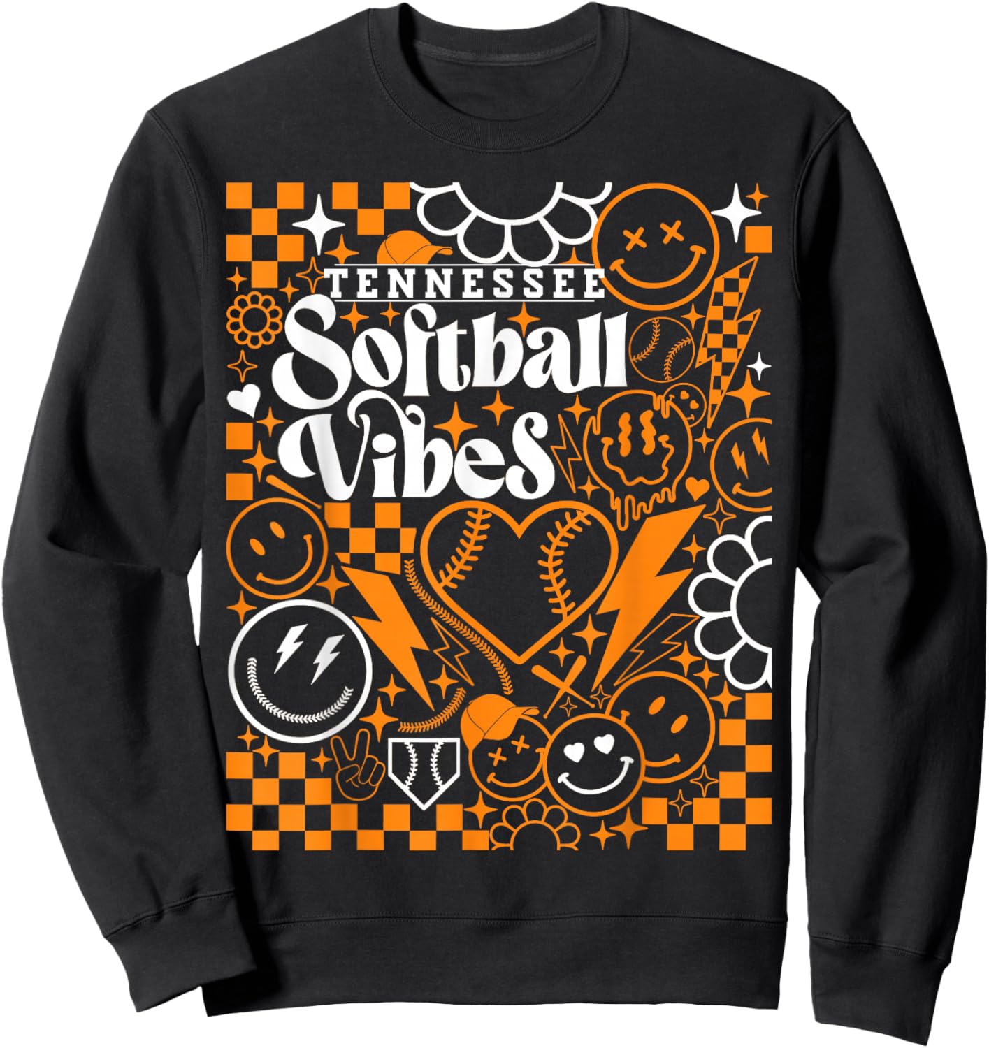 Tennessee Softball Vintage Kids Team Retro Softball Fan Sweatshirt - Sweatshirt | Black