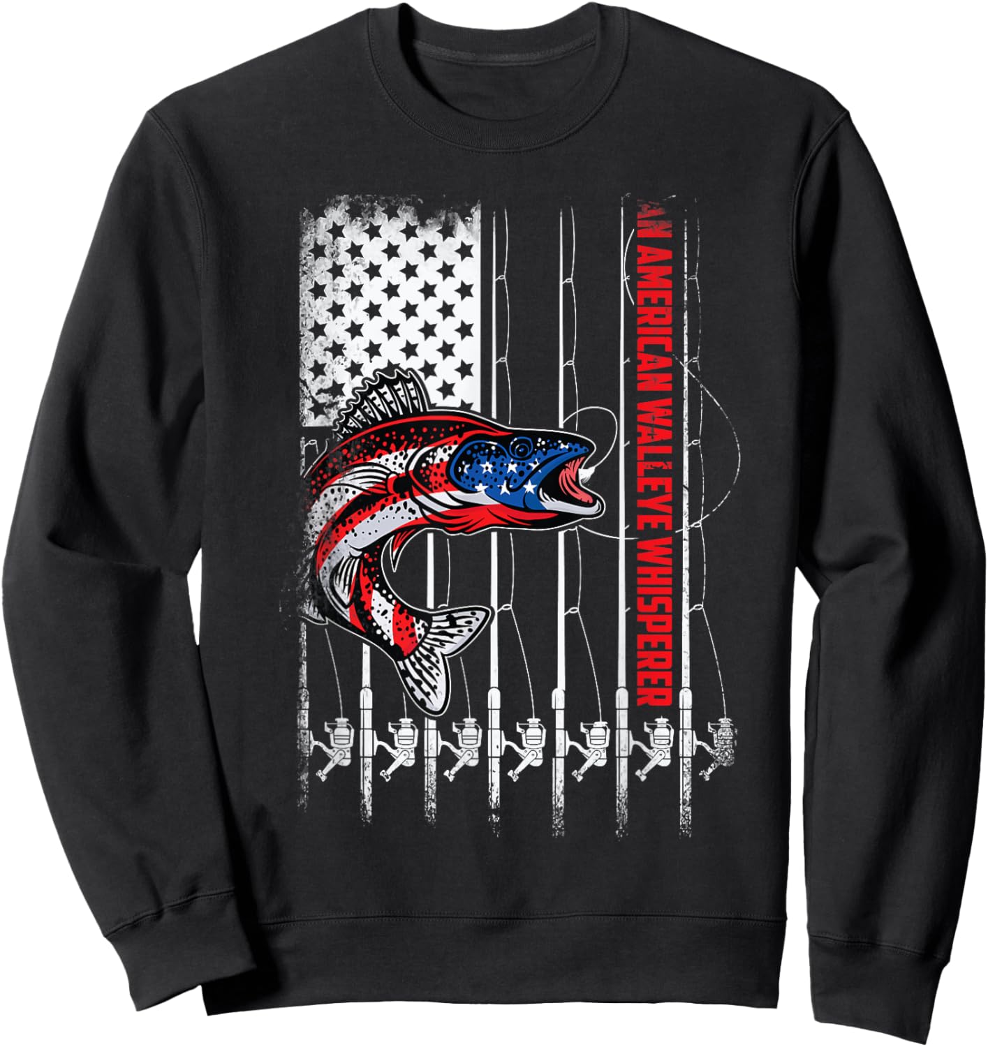 Patriotic anglers American walleye whisperer fisherman Sweatshirt - Sweatshirt | Black