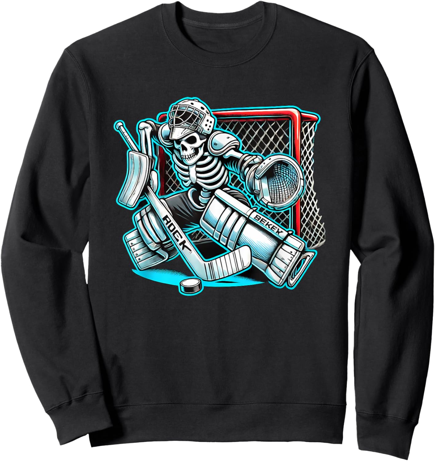 Halloween Skeleton Goalie Hockey Sweatshirt - Sweatshirt | Black