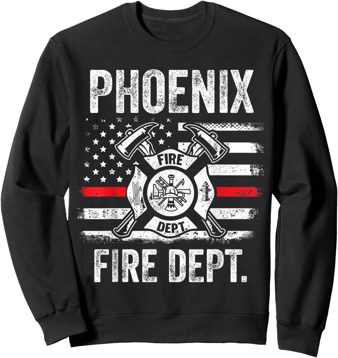 Phoenix Fire Department Thin Red Line Fireman Sweatshirt - Sweatshirt | Black