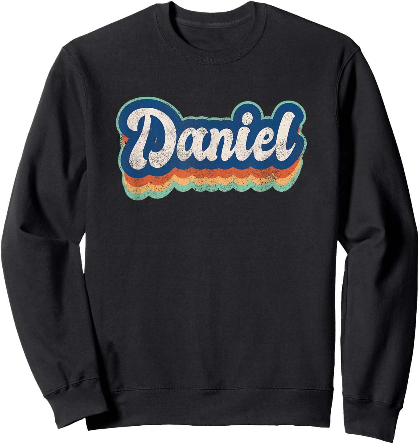 Daniel First Name Boy Vintage Style 70s 80s Personalized Sweatshirt - Sweatshirt | Black