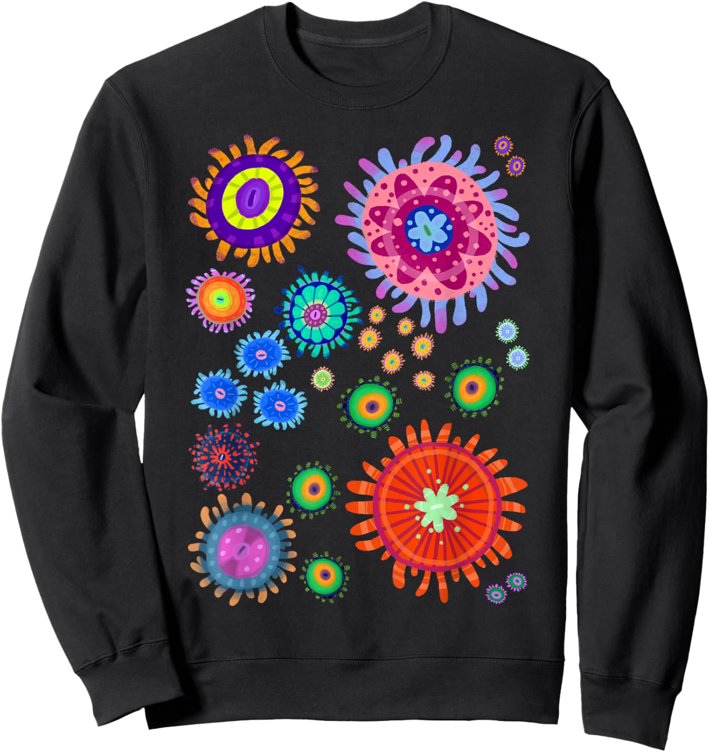 Tropical Zoanthid Saltwater Flower Polyp Coral Reef Pattern Sweatshirt - Sweatshirt | Black