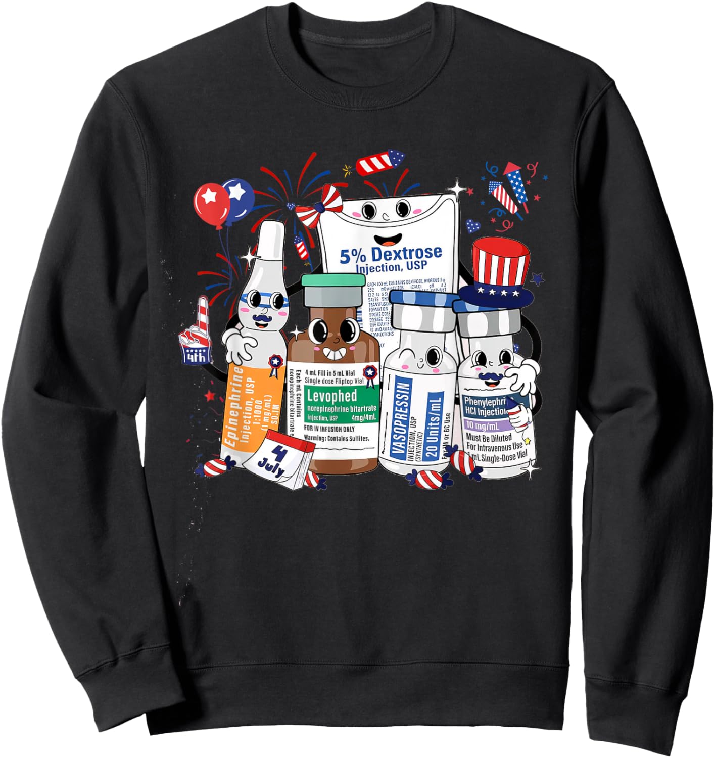 Red White Blue ICU Nurse Crew 4th of July Independence Day Men Sweatshirt - Sweatshirt | Black