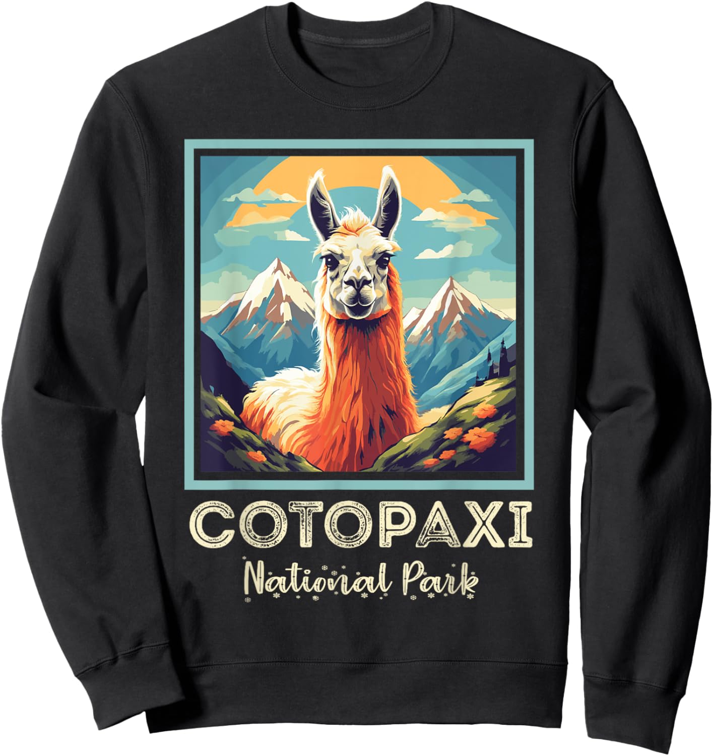 Cotopaxi Llama Flower National Park Souvenir Ecuador Hiking Sweatshirt - Sweatshirt | Black