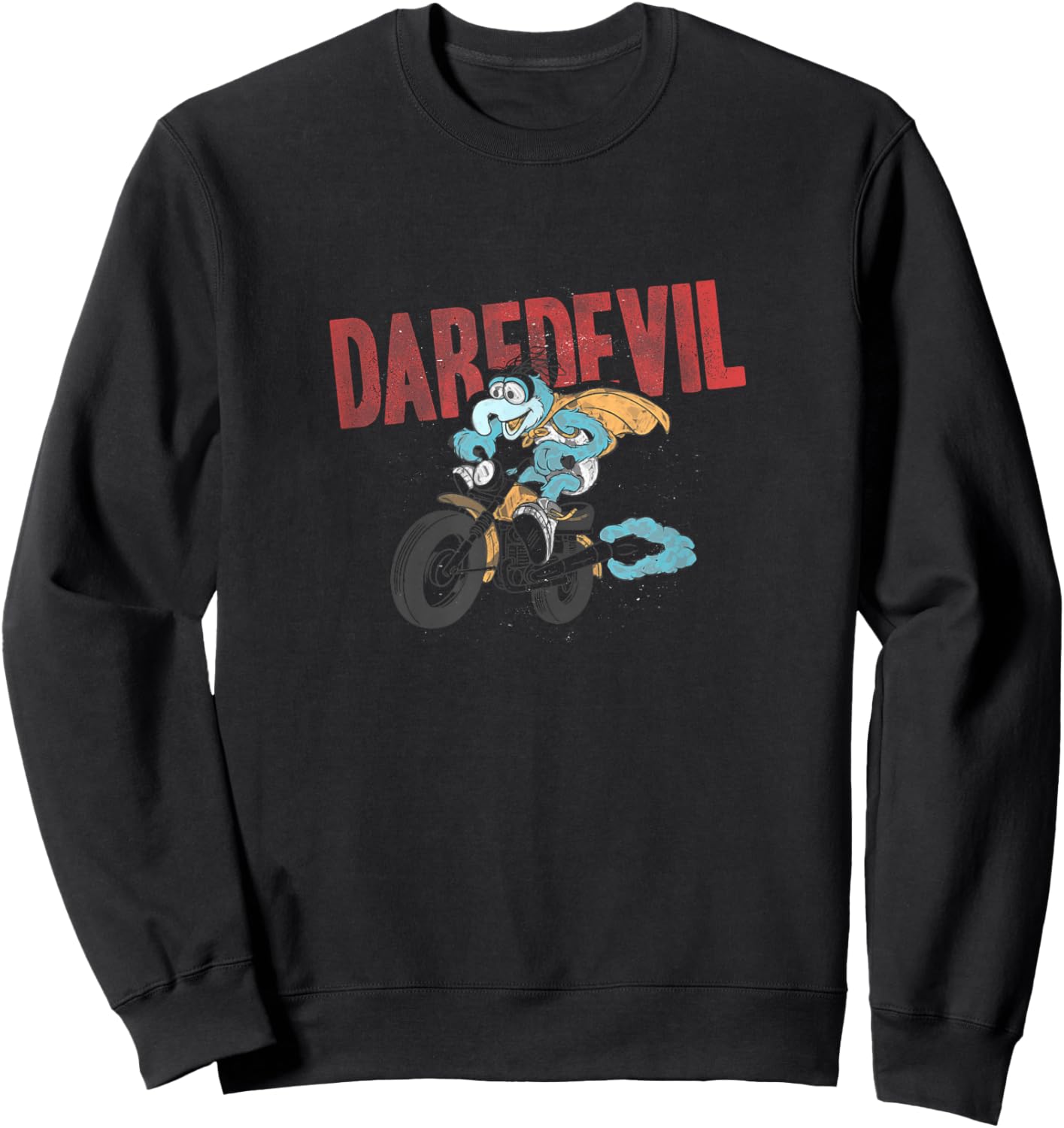 Disney The Muppets Gonzo Vintage Daredevil Motorcycle Ride Sweatshirt - Sweatshirt | Black