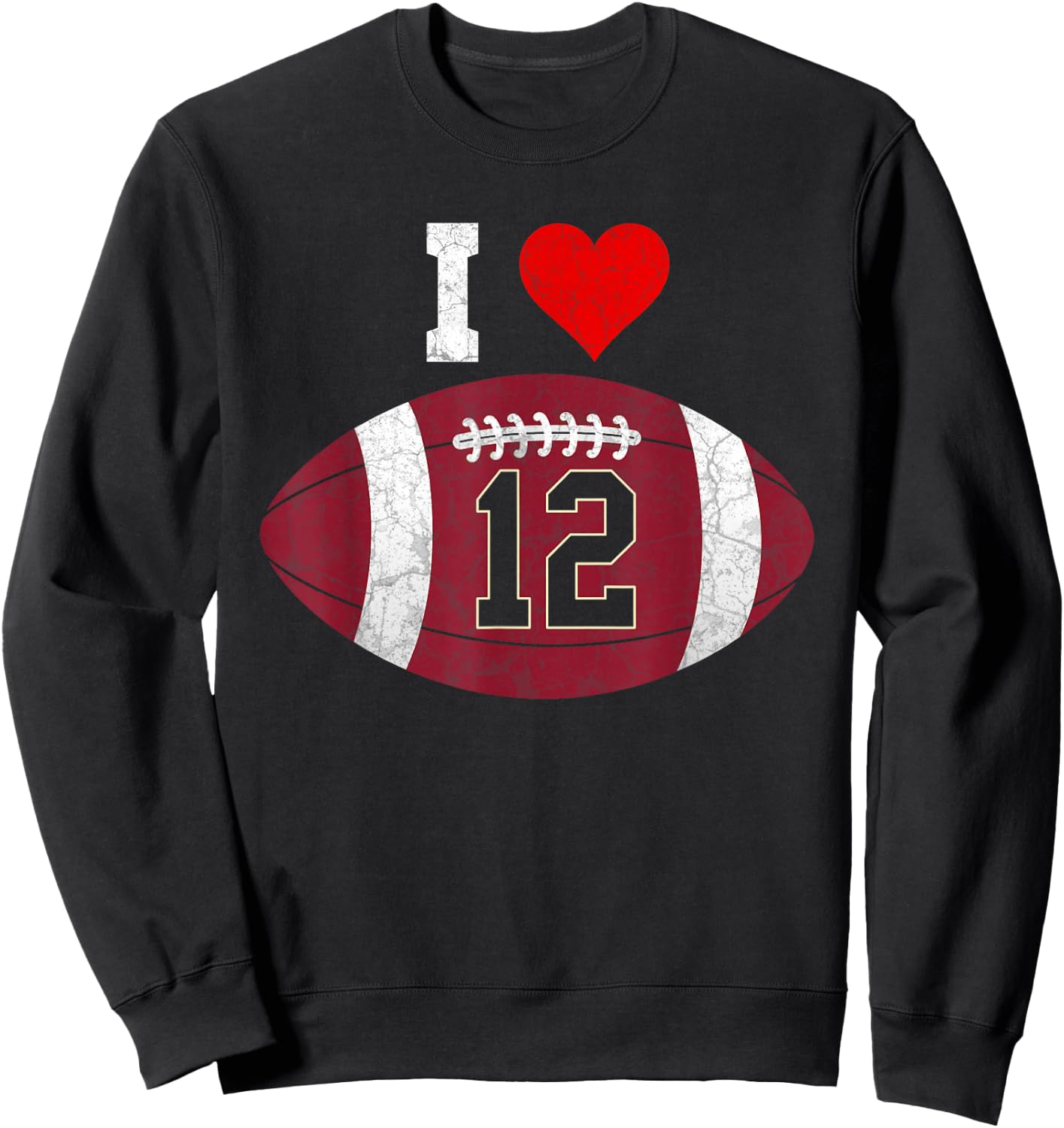 Football Number #12 Football Lover Gift Vintage Retro Sweatshirt - Sweatshirt | Black
