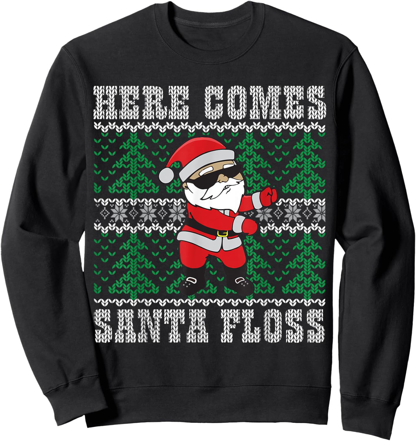 Santa Floss Dance - Ugly Christmas Sweater Kids Gift Sweatshirt - Sweatshirt | Black