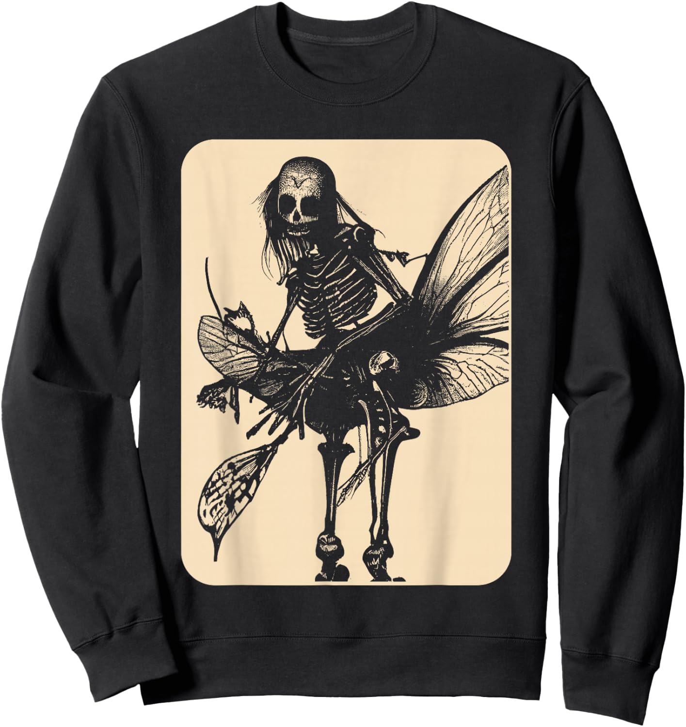 Dark Art Fairycore Butterfly Skeleton Sweatshirt - Sweatshirt | Black