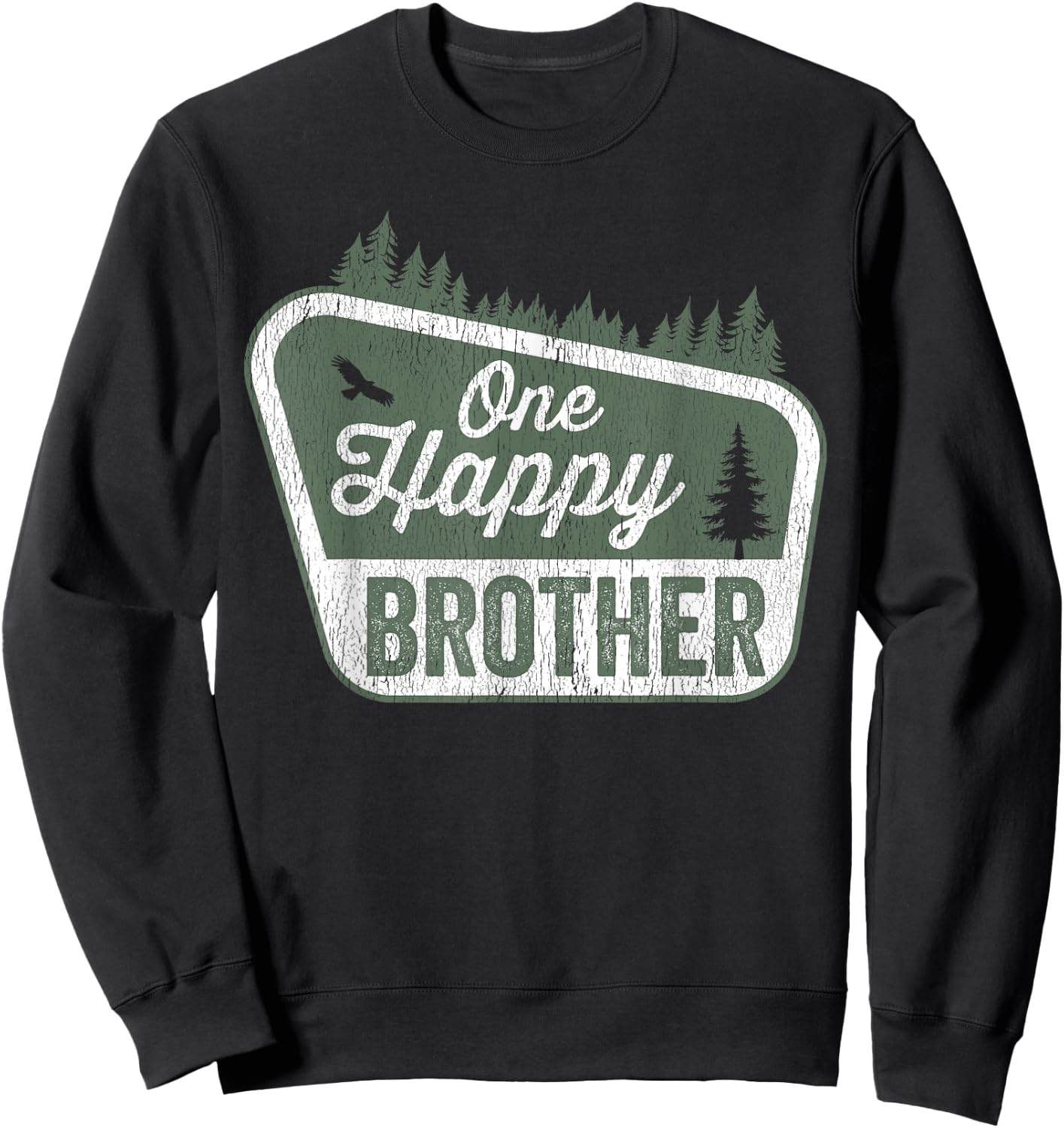 One Happy Brother Matching Family Birthday Party Camping Sweatshirt - Sweatshirt | Black