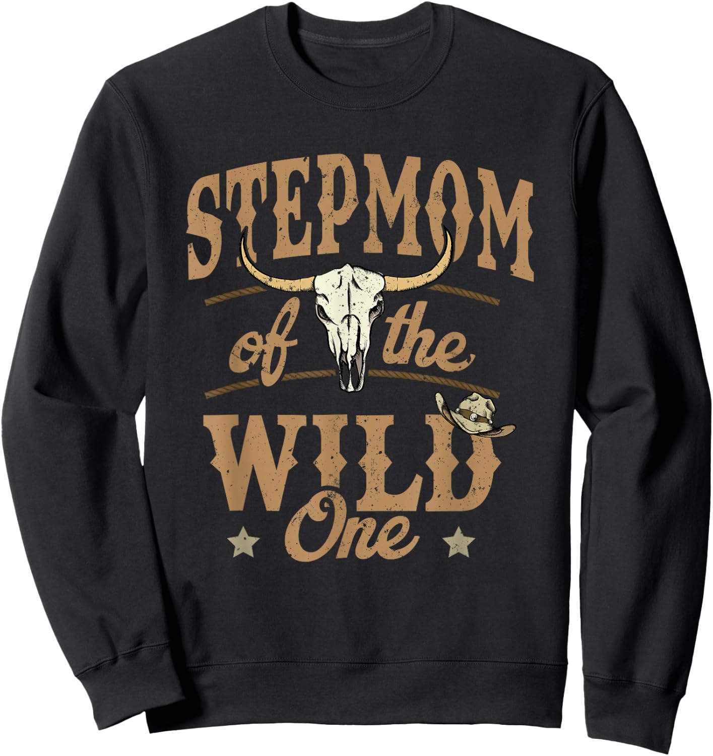Stepmom of The Wild One Cowboy Western Rodeo Party Matching Sweatshirt - Sweatshirt | Black
