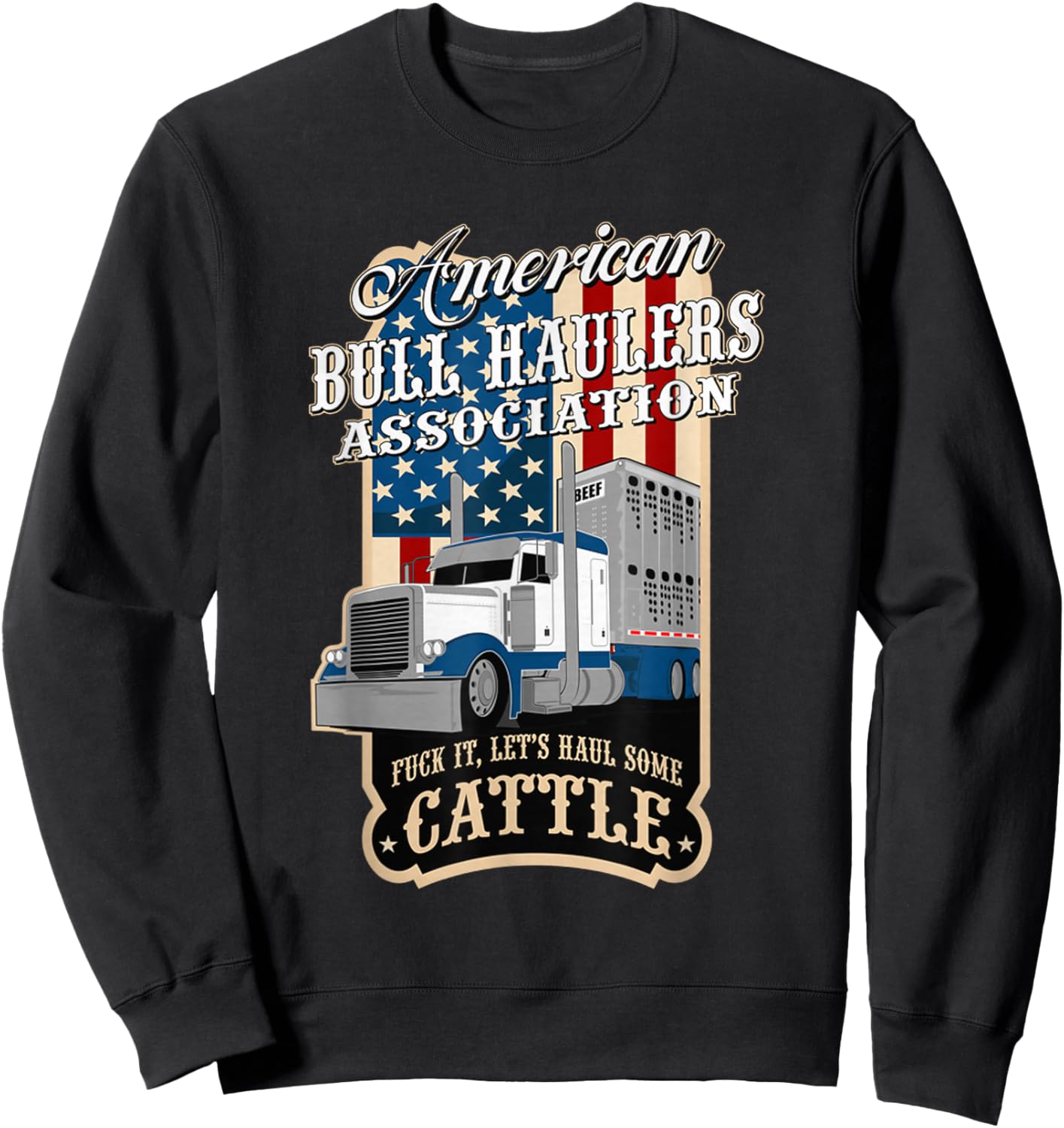 American Bull Haulers Association Men's Black Cotton Polyester Blend Short Sleeve , Small Sweatshirt - Sweatshirt | Black