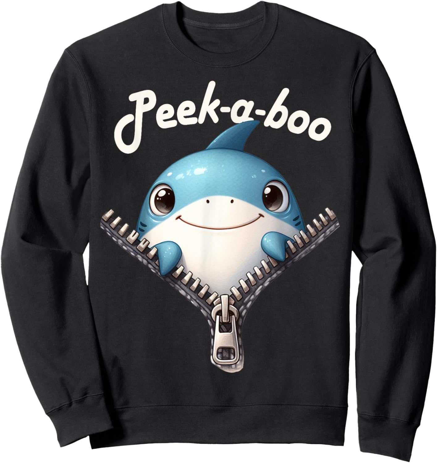 Funny - Peek-a-boo - Shark Sweatshirt - Sweatshirt | Black