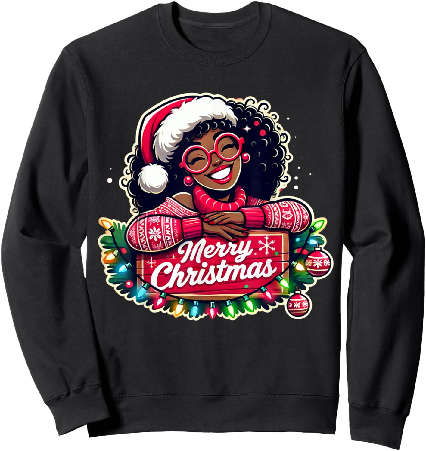 African American Merry Christmas African Black Women Girls Sweatshirt - Sweatshirt | Black