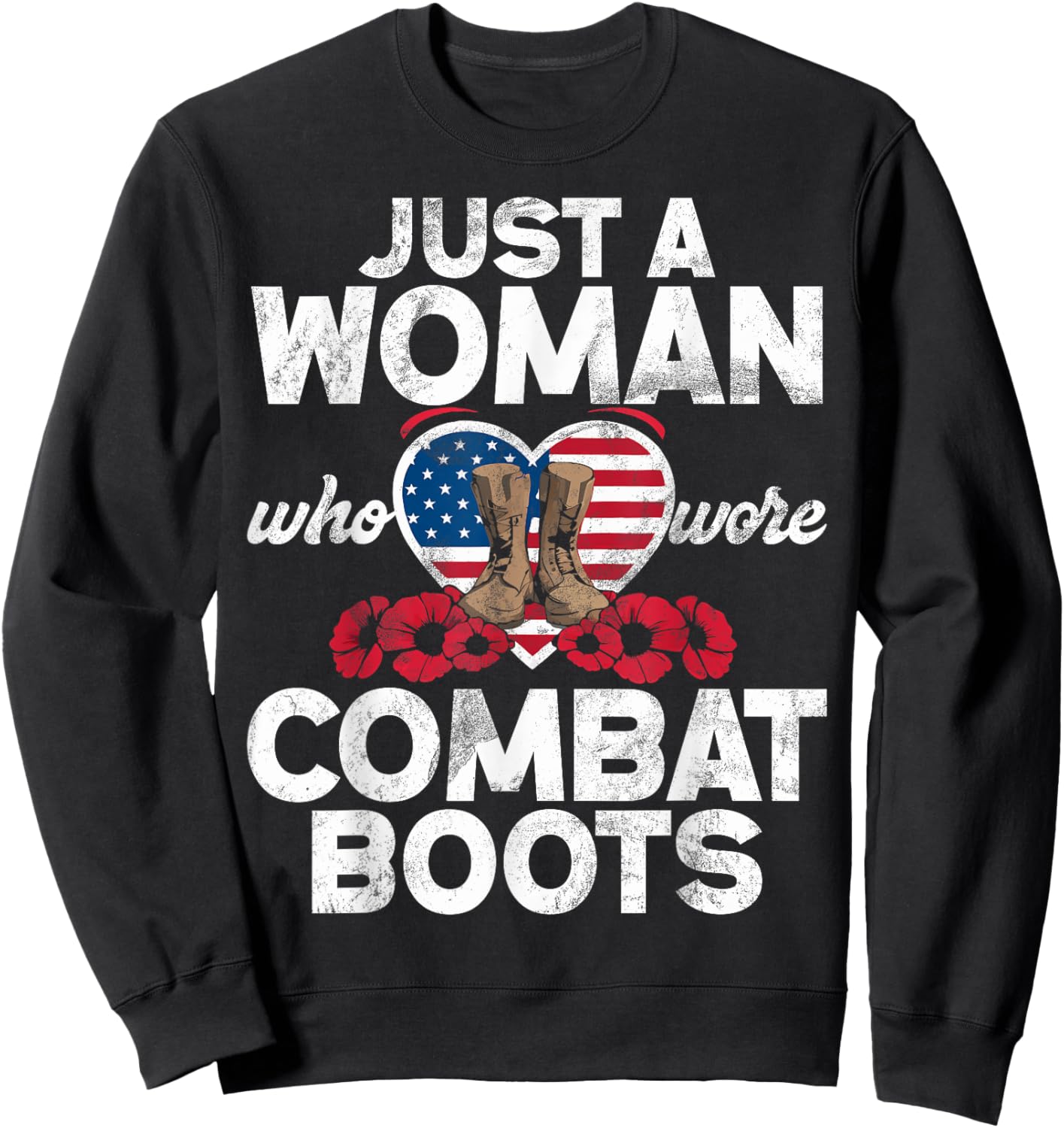 Female Veteran Veteran's Day Women Veteran Soldier Patriotic Sweatshirt - Sweatshirt | Black