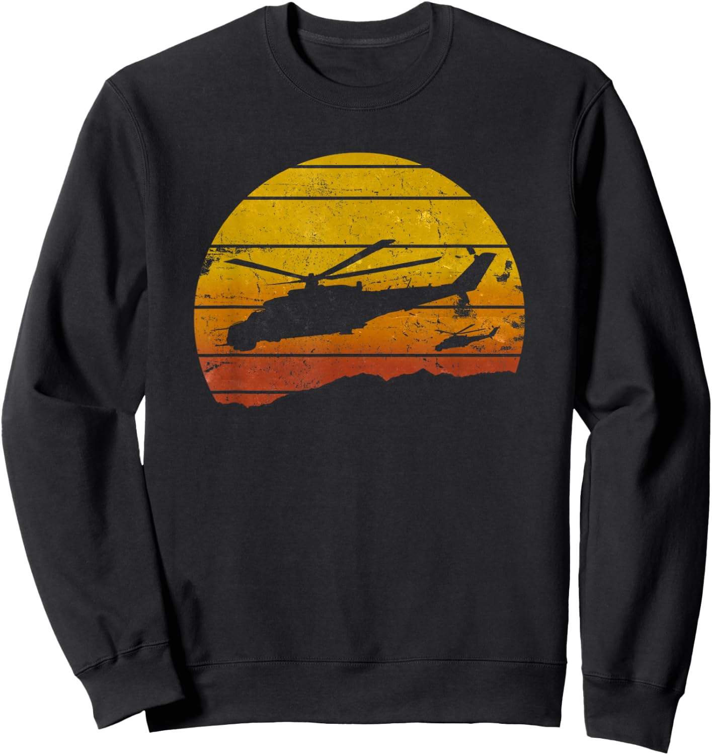 Mi-24 Russian Armed Forces Helicopter Vintage Sweatshirt - Sweatshirt | Black