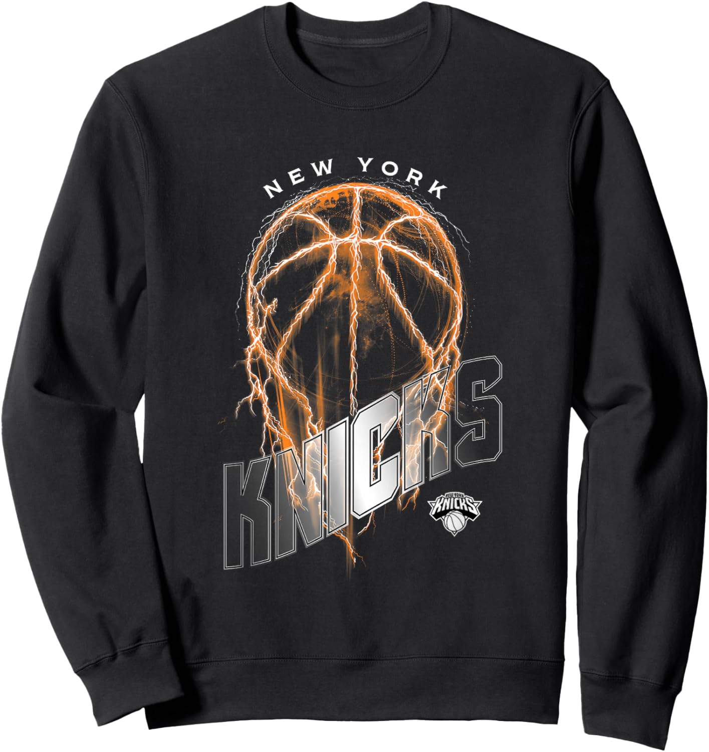 NBA New York Knicks Lightning Bolt Basketball Logo Sweatshirt - Sweatshirt | Black