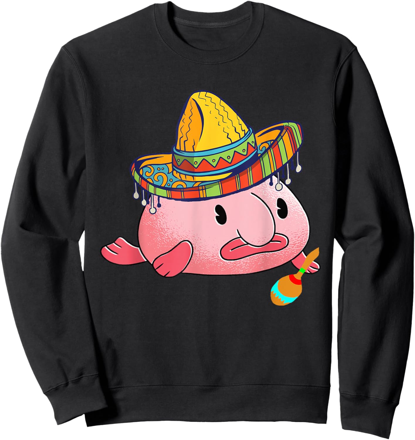 Blobfish Ugly Fish Deep Sea Funny Sombrero Costume Sweatshirt - Sweatshirt | Black