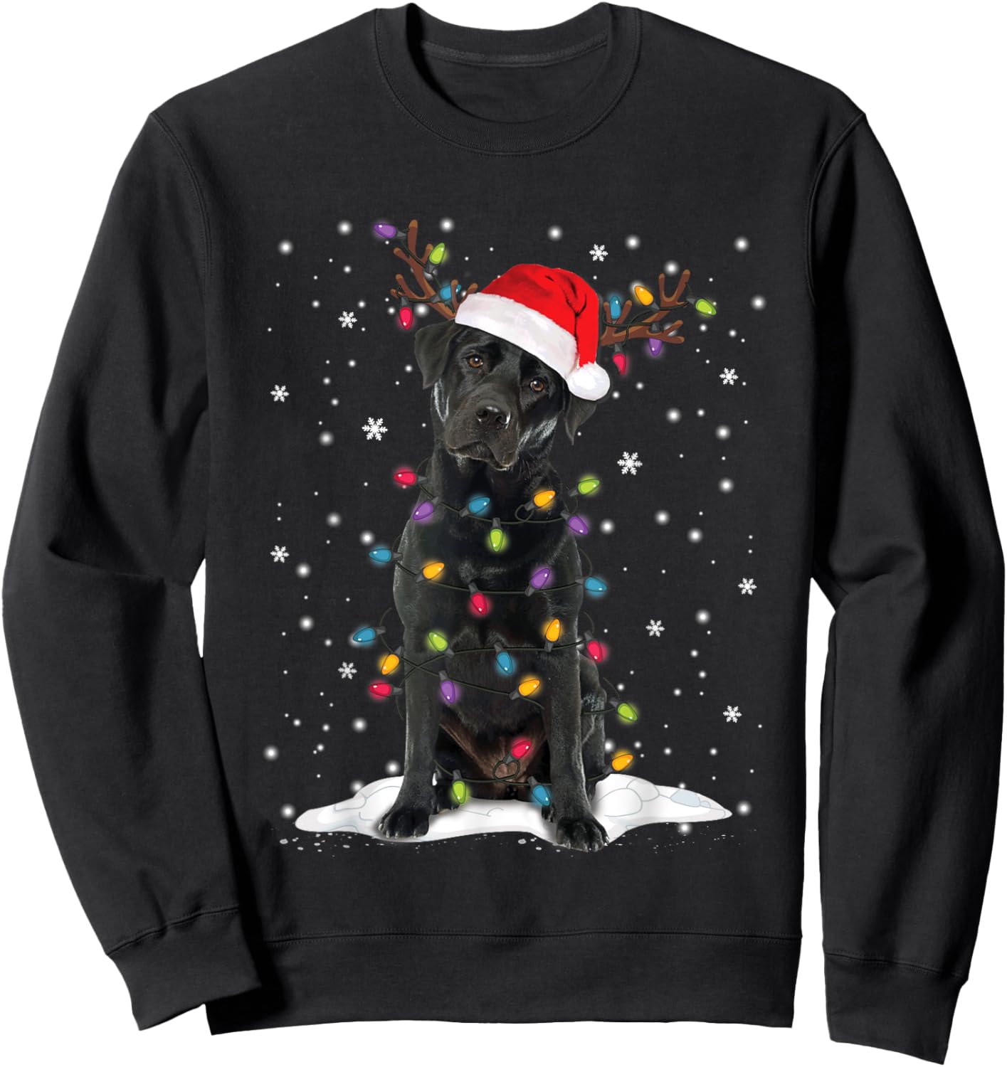 Black Lab Labrador Christmas Tree Reindeer Pajama Dog Xmas Men Women Kids Sweatshirt - Sweatshirt | Black
