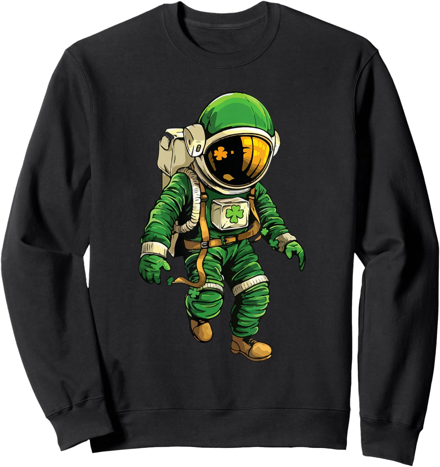 Astronaut St Patrick's Day Irish Space Leprechaun Sweatshirt - Sweatshirt | Black