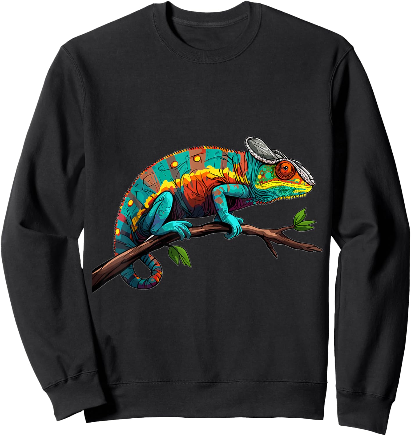 Chameleon Reptile Graphic Sweatshirt - Sweatshirt | Black