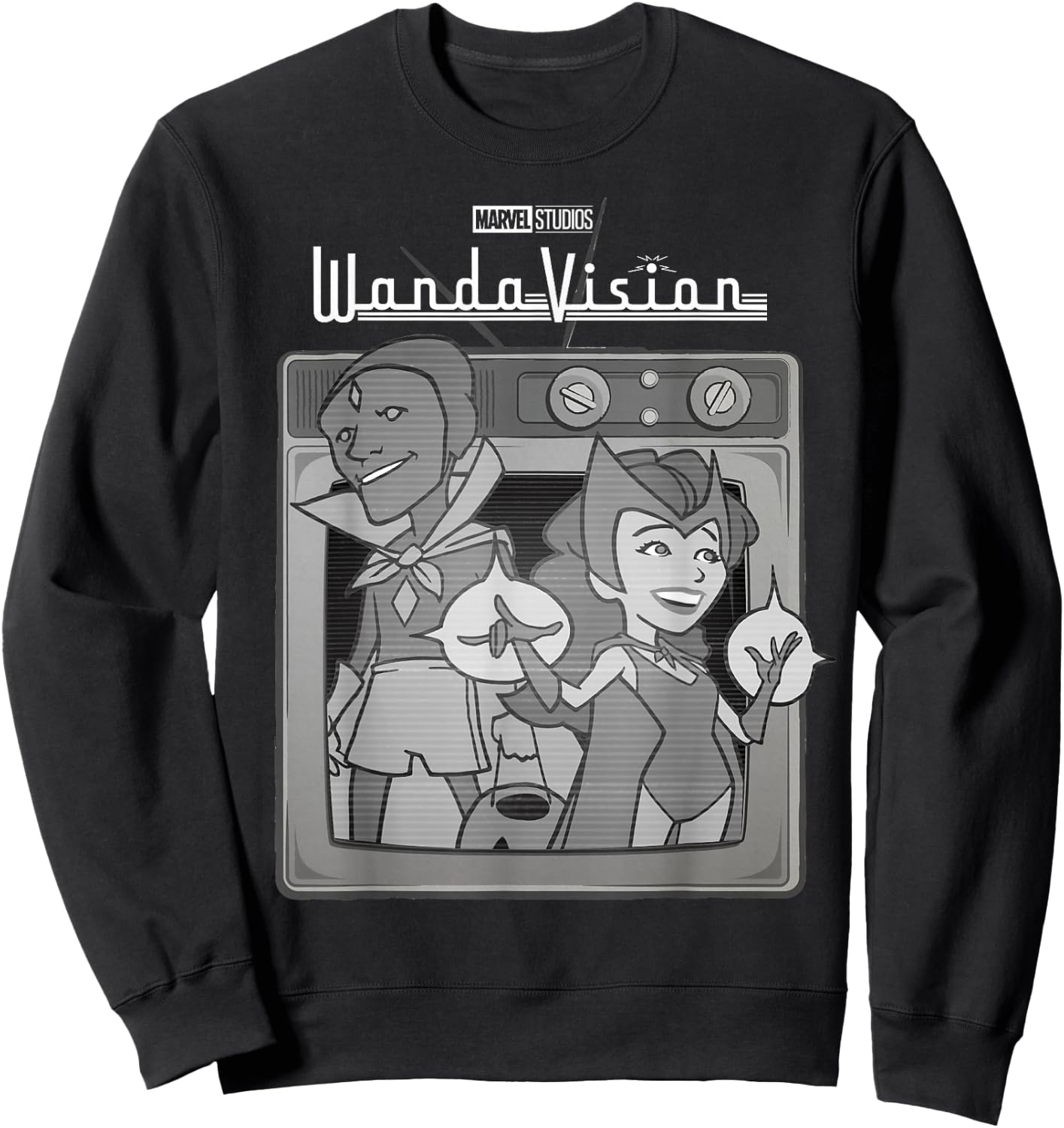 Marvel WandaVision Retro Cartoon TV Logo Small Sweatshirt - Sweatshirt | Black