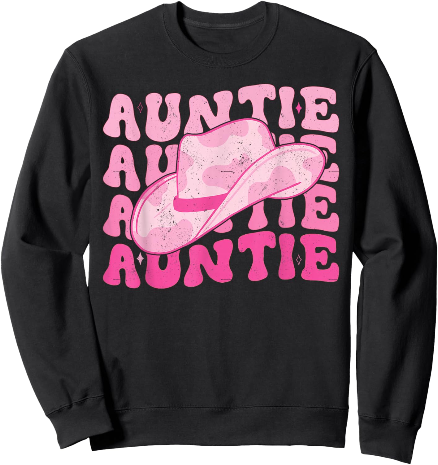 Retro Groovy Pink Cowboy Hat Western Aunt For Cowgirl Auntie Sweatshirt - Sweatshirt | Black