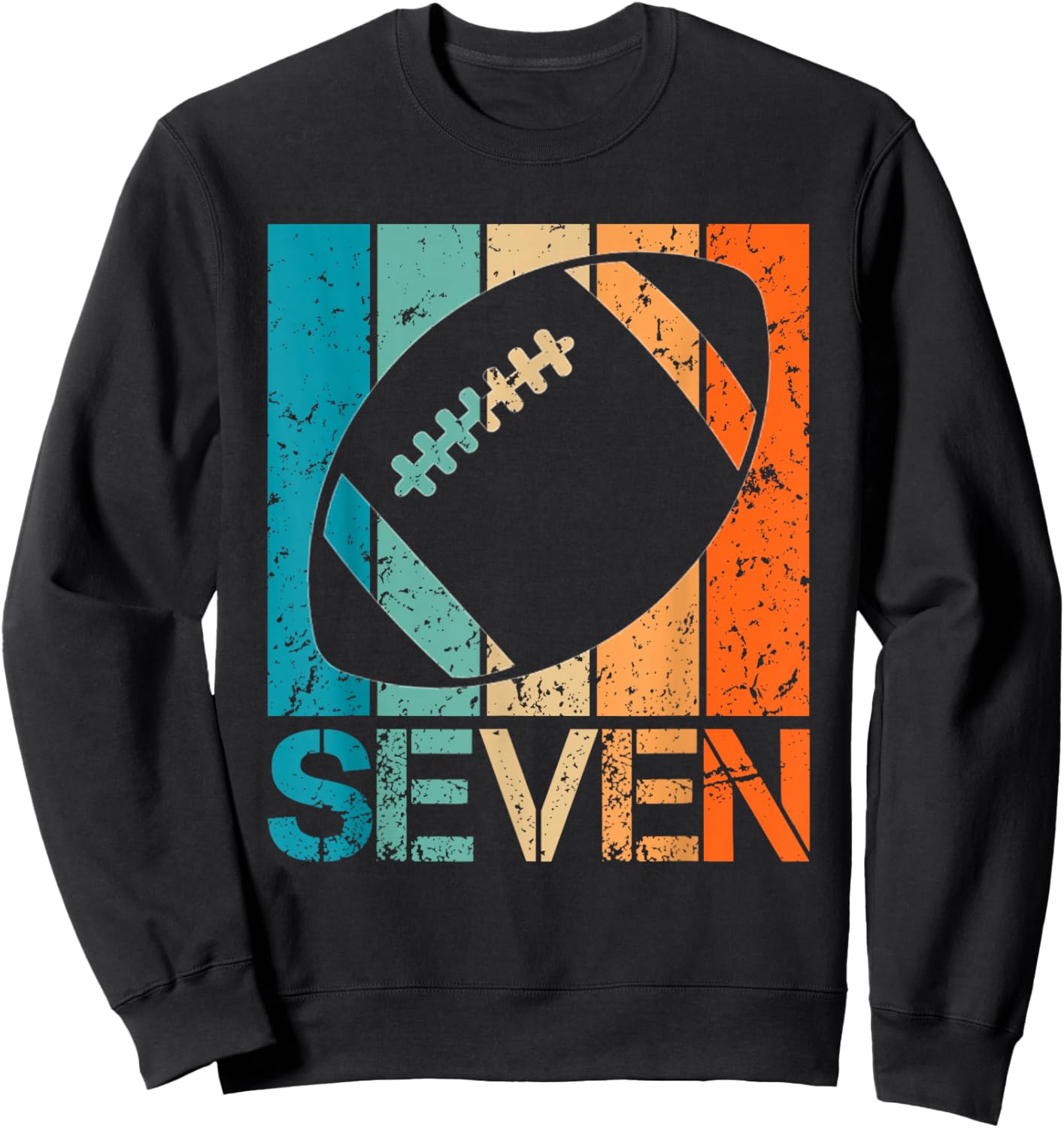 7th Football Birthday 7 Year Old 7yr Boys Birthday Football Sweatshirt - Sweatshirt | Black