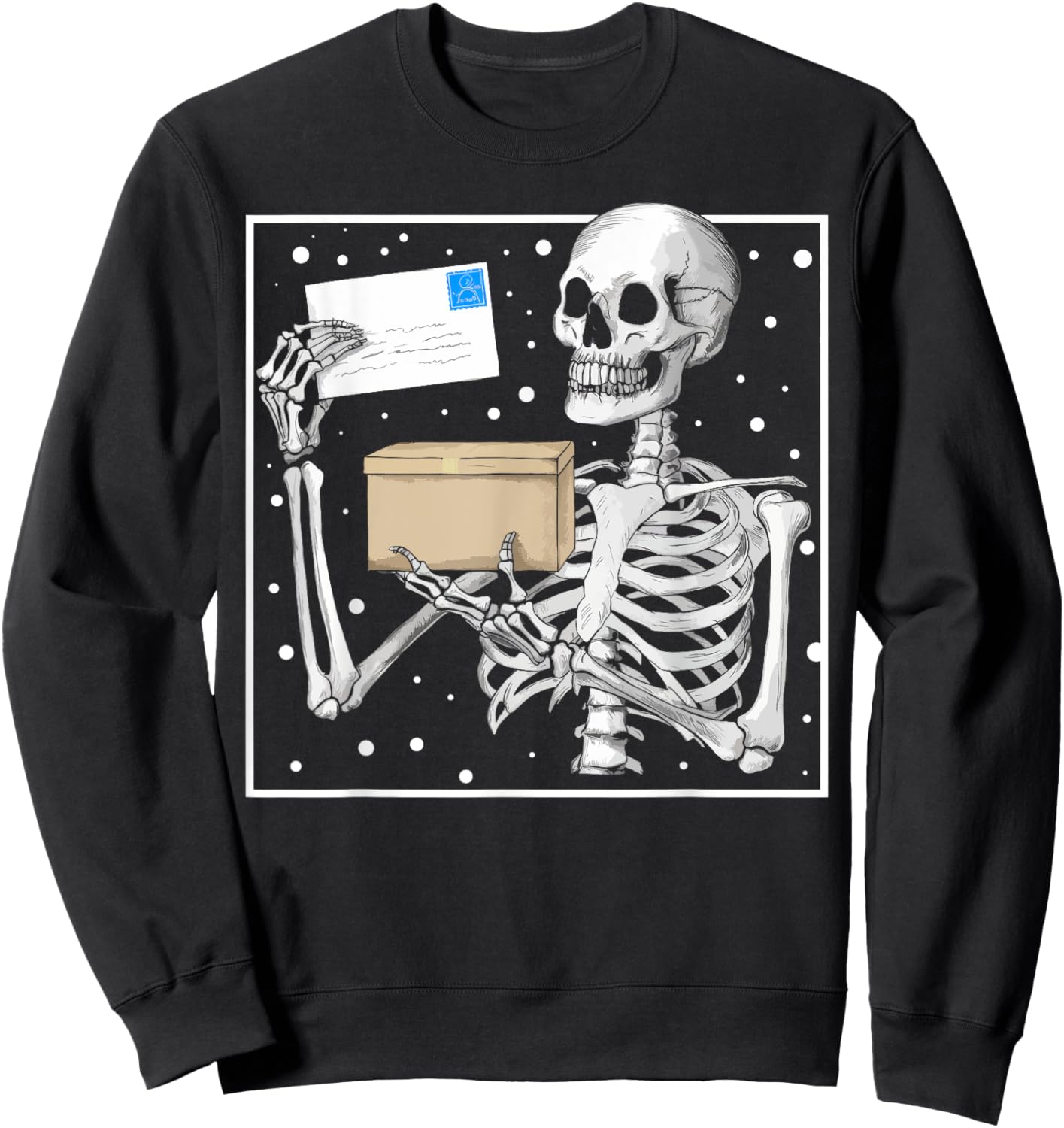 Skeleton Postal Worker Spooky Mail Carrier Mailman Halloween Sweatshirt - Sweatshirt | Black