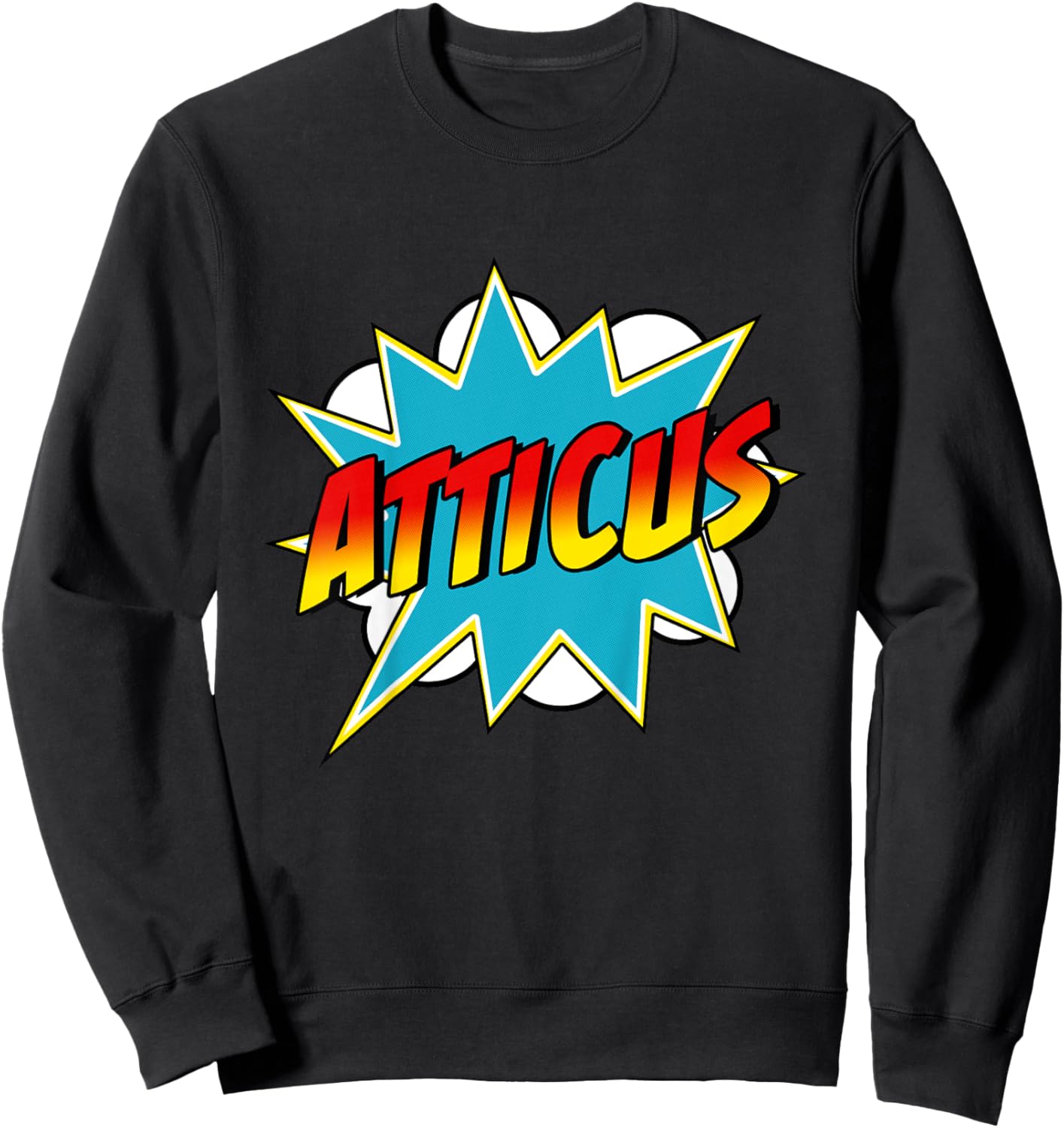 Kids Boys Atticus Name Superhero Comic Book Sweatshirt - Sweatshirt | Black