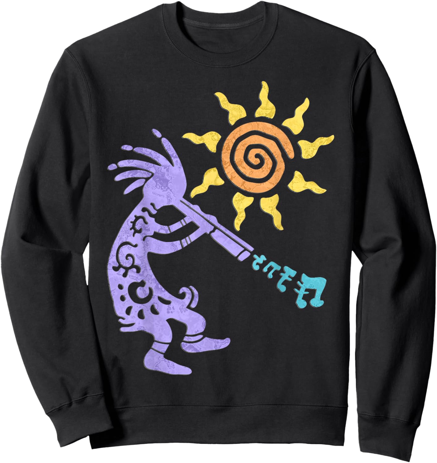 Native American Kokopelli Musican With Flute 1 - Fan Fun Sweatshirt - Sweatshirt | Black