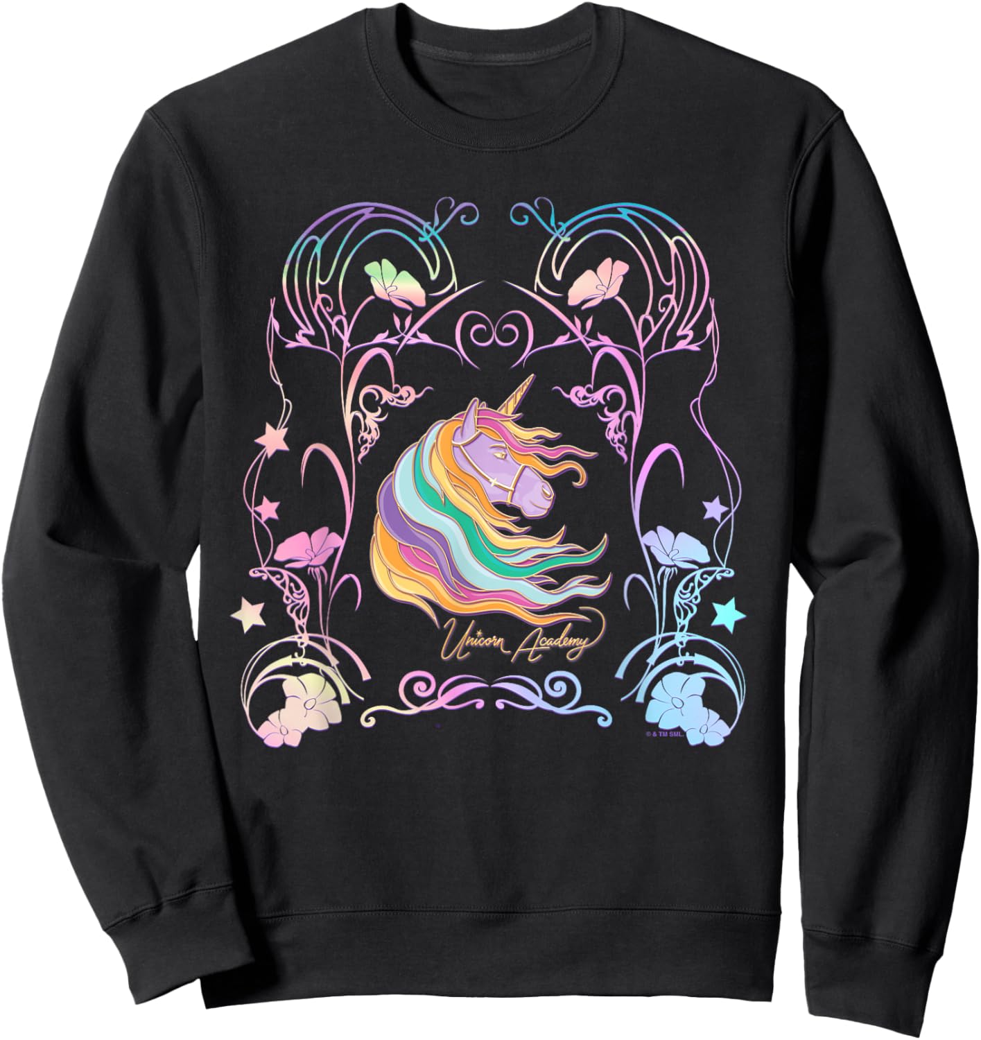 Unicorn Academy Enchanting Graphic Logo Sweatshirt - Sweatshirt | Black