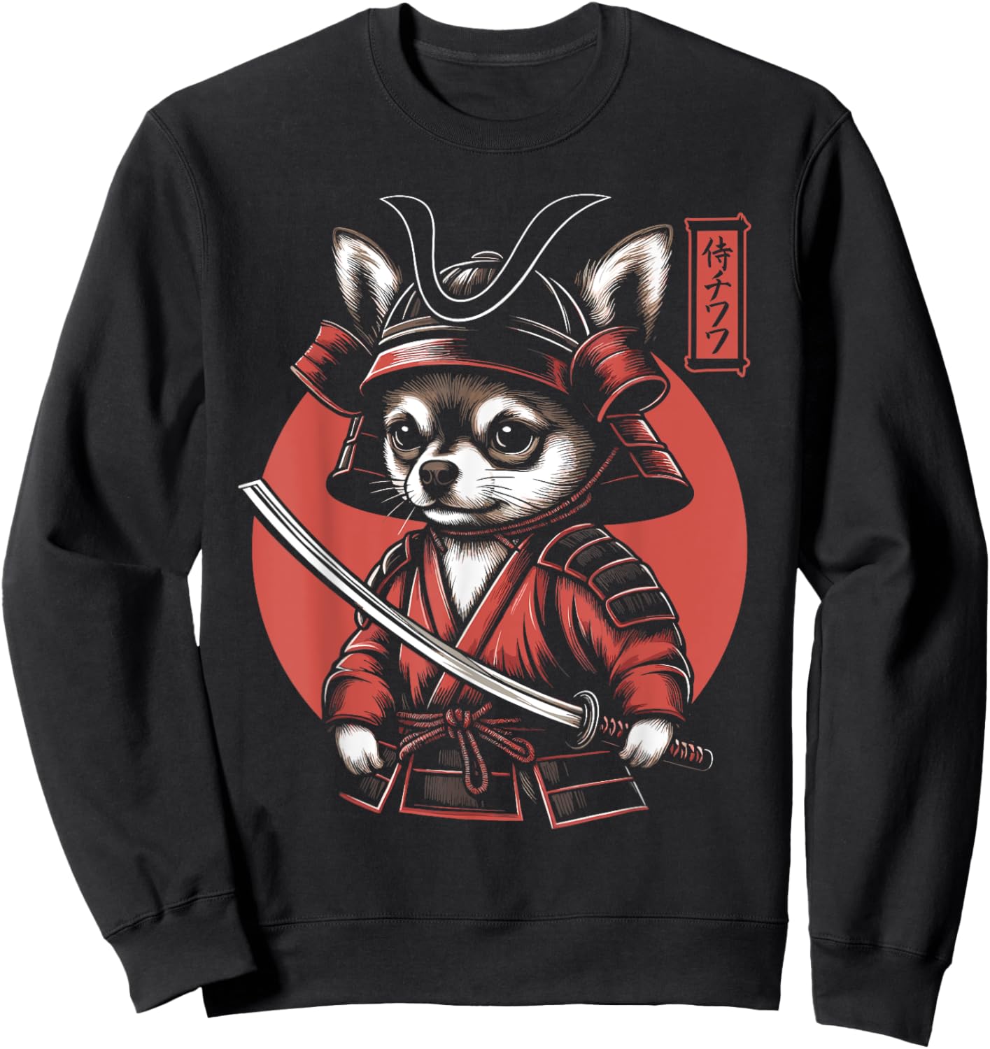 Japanese Chihuahua Dog Samurai Men, Women, Kids Sweatshirt - Sweatshirt | Black
