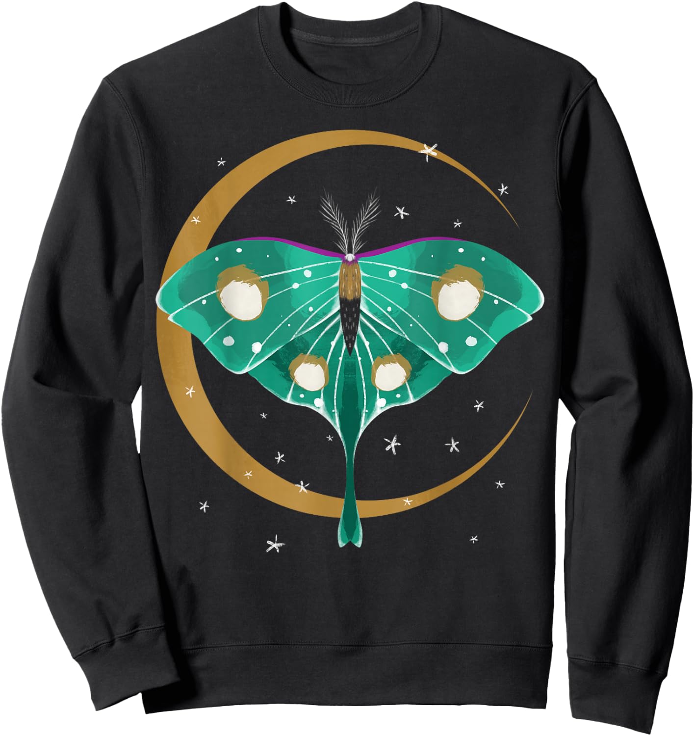 Cute Luna Moth Beautiful Butterfly Insect Lover Themed Sweatshirt - Sweatshirt | Black