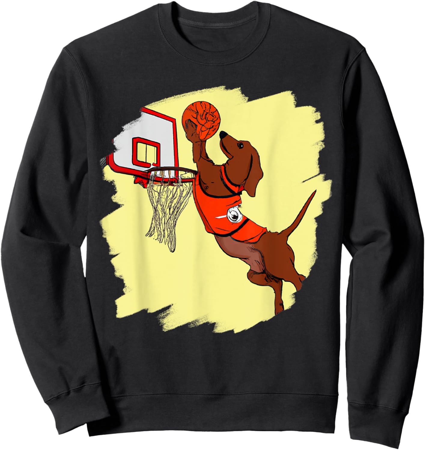 Dachshund Chiweenie Wiener Dog Playing Basketball Funny Dog Sweatshirt - Sweatshirt | Black