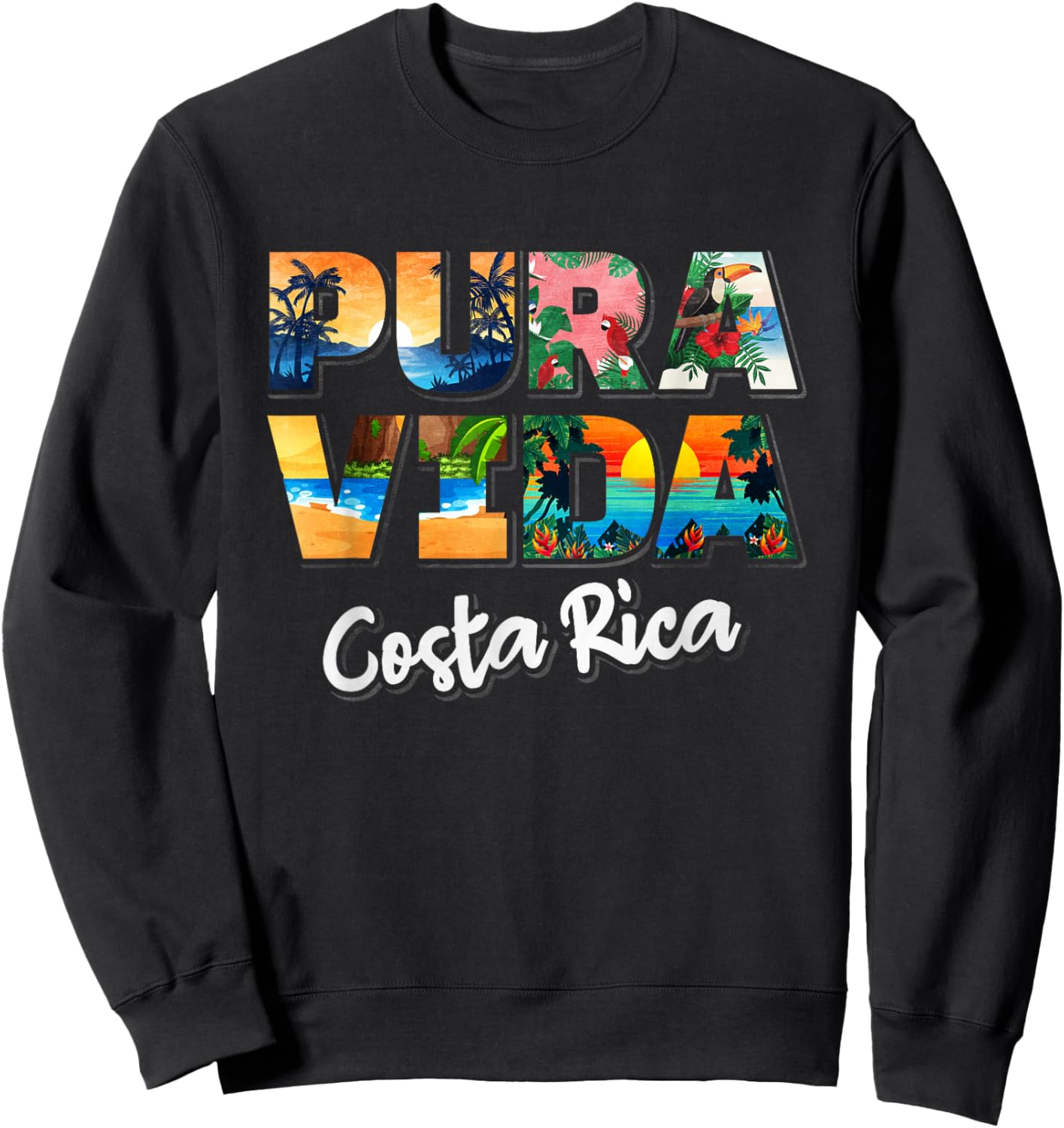 Pura Vida Costa Rica Souvenir - Cool Central America Travel Sweatshirt - Sweatshirt | Black