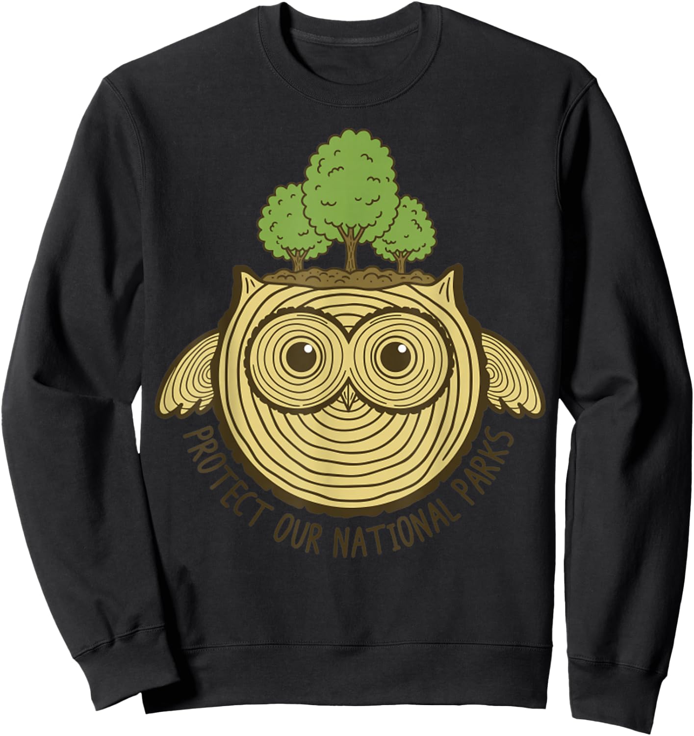 Protect Our National Park Owl Tree Rings Nature Conservation Sweatshirt - Sweatshirt | Black