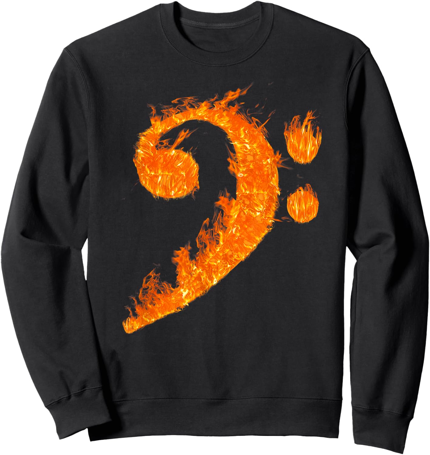 Cool Bass Clef Gift Women Fire Musical Symbol Lover Sweatshirt - Sweatshirt | Black