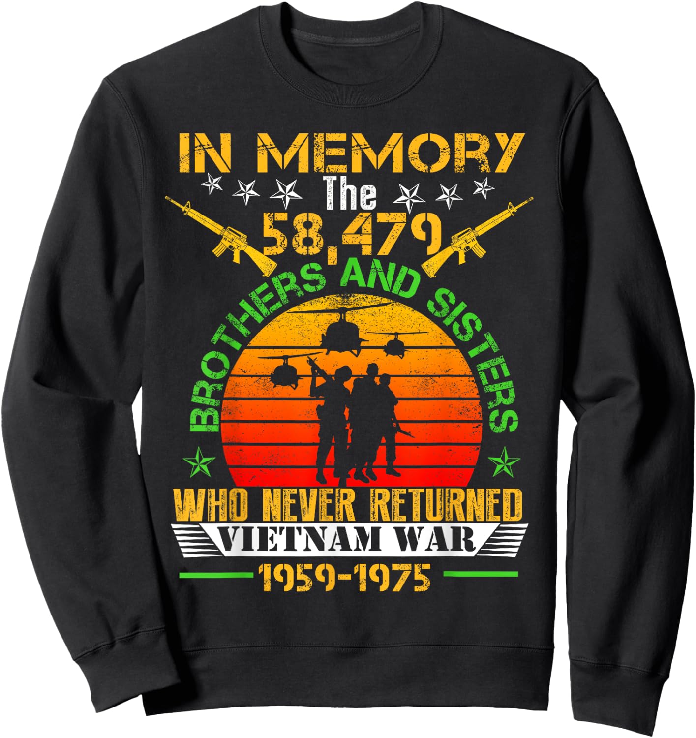 Vietnam Veteran In Memory The War Vietnam Gift Sweatshirt - Sweatshirt | Black