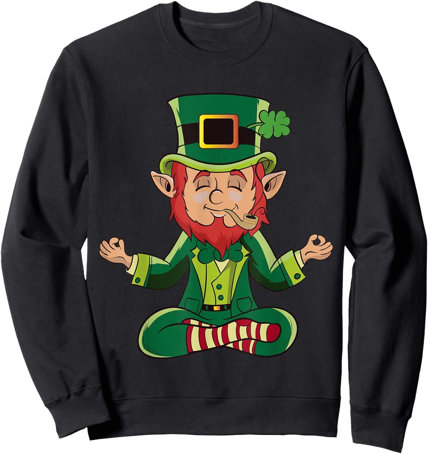 Meditating Yoga Leprechaun for Irish and St Paddy's Sweatshirt - Sweatshirt | Black