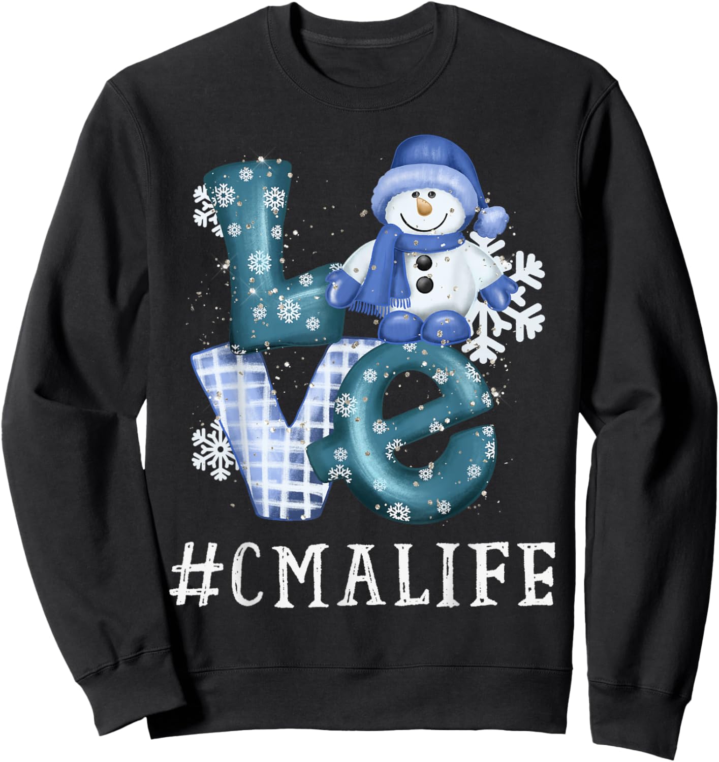 CMA Certified Medical Assistant Love Snowman Winter Season Sweatshirt - Sweatshirt | Black
