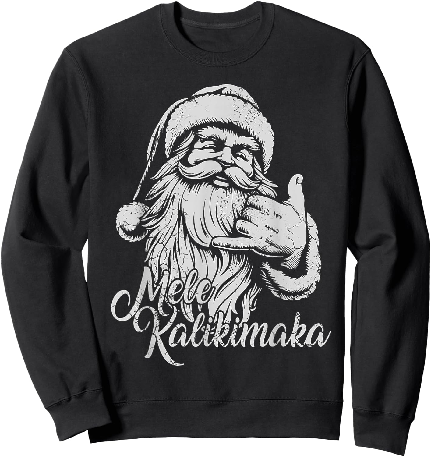 Mele Kalikimaka Santa Claus Hawaiian Christmas Hawaii Spirit Sweatshirt - Sweatshirt | Black