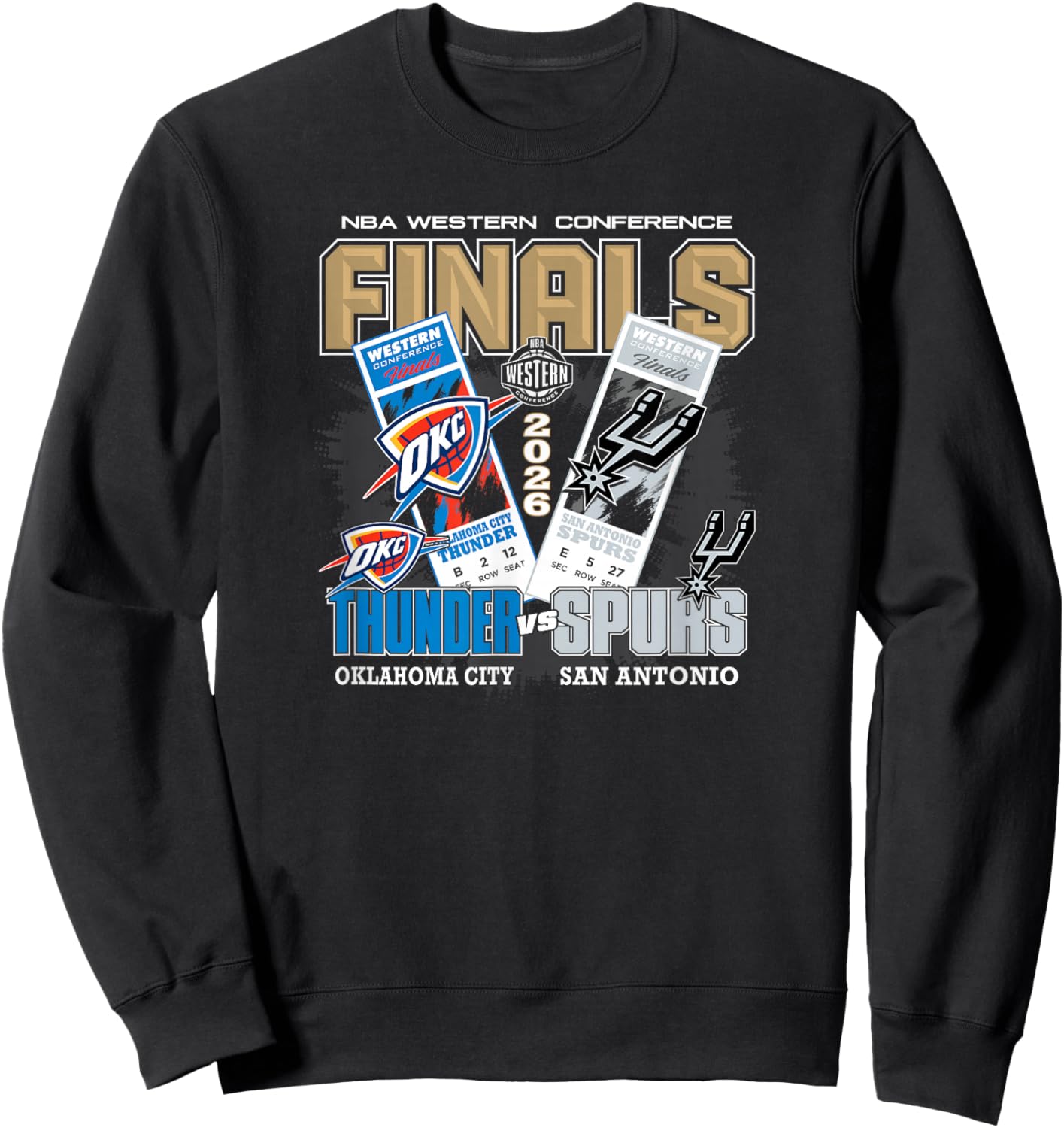 NBA 2026 Western Conference Finals Thunder vs Spurs Face Off Sweatshirt - Sweatshirt | Black