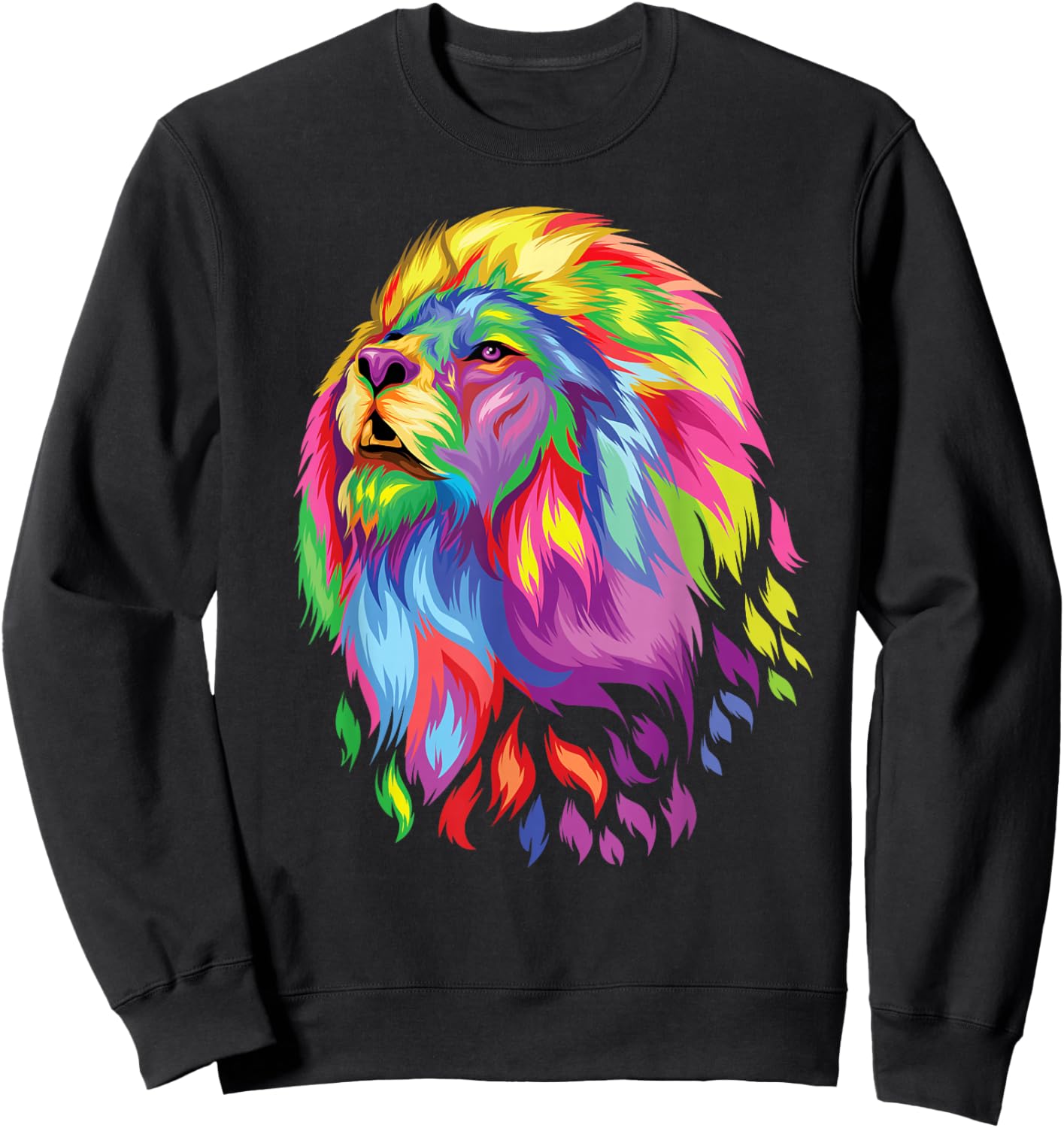 colorful lion head art face for lover King Africa Animals Sweatshirt - Sweatshirt | Black