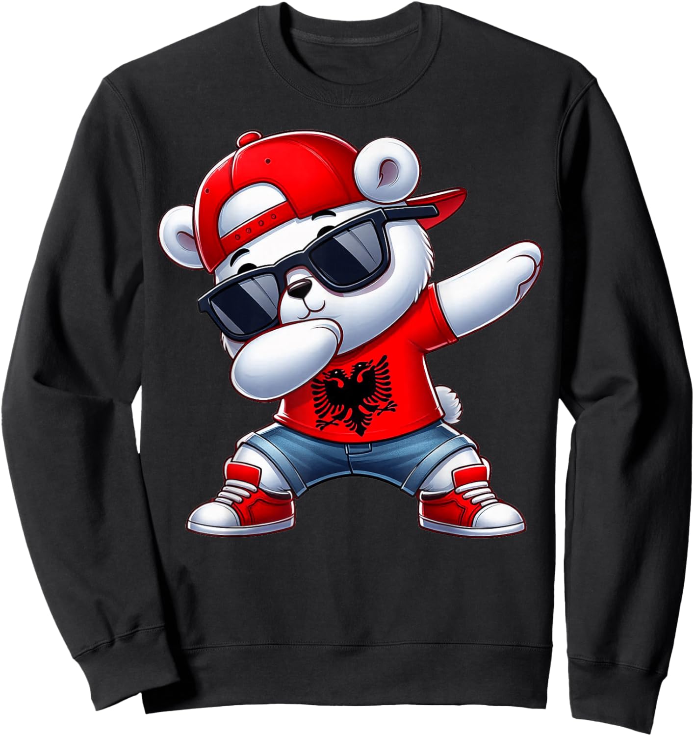 Albanian Bear Albania Dabbing Dab Boys Kids 2025 Sweatshirt - Sweatshirt | Black