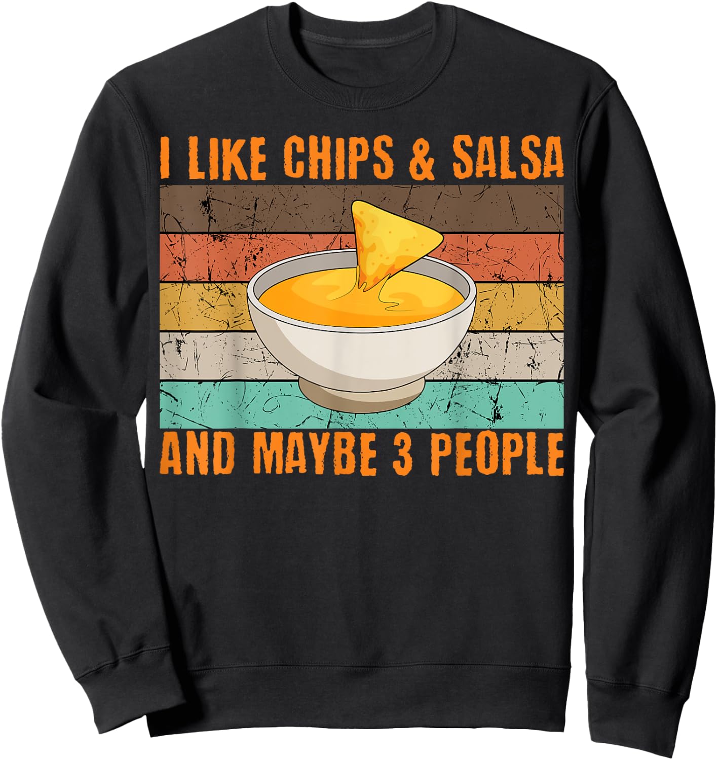 Salsa And Chips Intovert Retro Vintage Mexican Cinco De Mayo Sweatshirt - Sweatshirt | Black