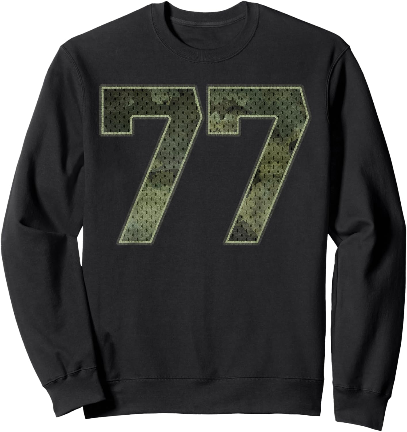 Camo Number 77 Athlete Sports Jersey Supporter Fanwear Sweatshirt - Sweatshirt | Black