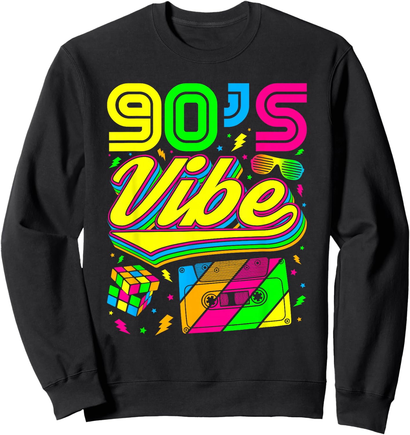 90s Vibe Nineties Retro Vintage Party Dress Sweatshirt - Sweatshirt | Black